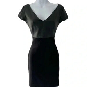 Bailey 44/ 'Dante' Black bodycon MINI dress/ Faux leather upper detail/Size US S